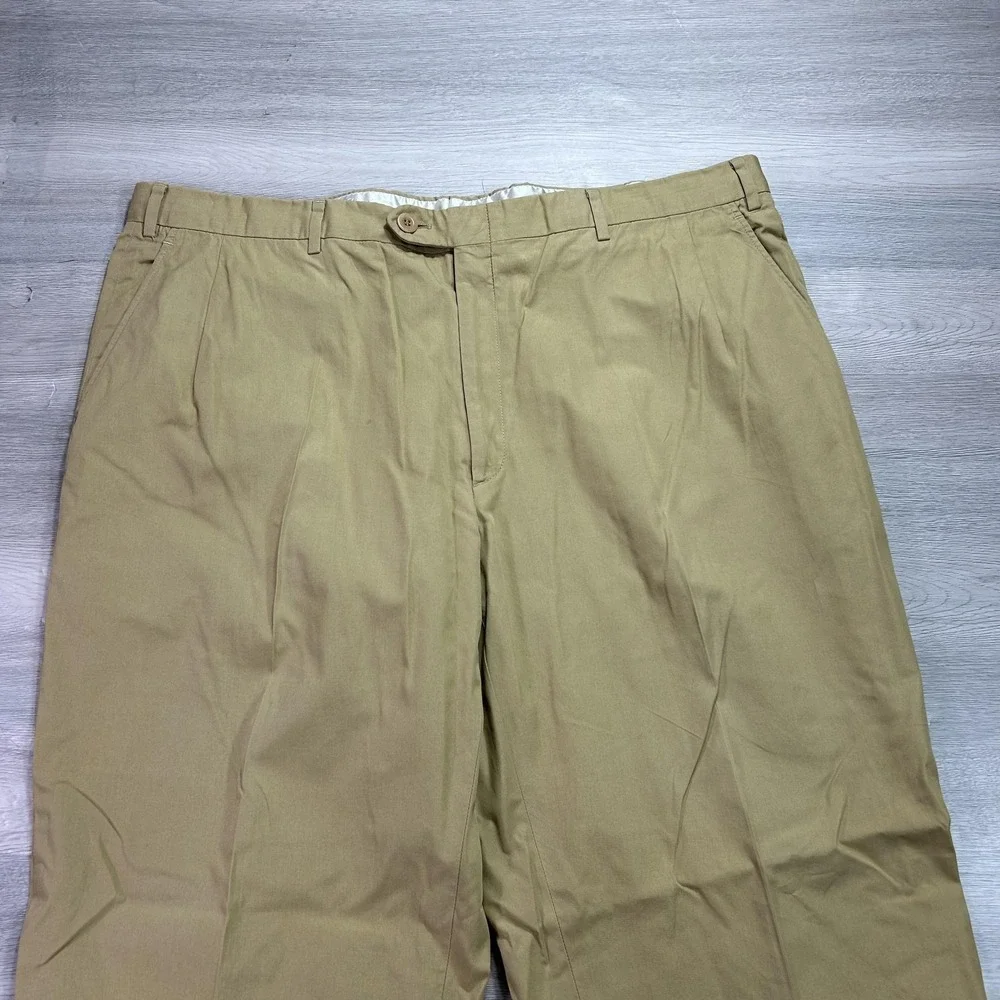 Brioni Pants Mens 40x28 Beige 100% Cotton Pleated Cuffed Dress Chino Italy